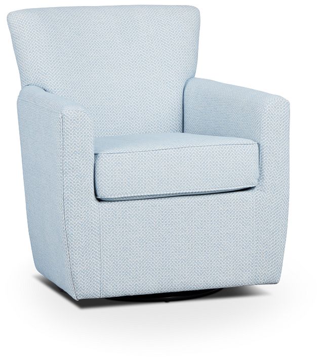 Harley Light Blue Fabric Swivel Accent Chair