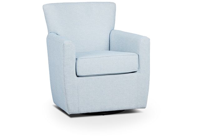 Harley Light Blue Fabric Swivel Accent Chair