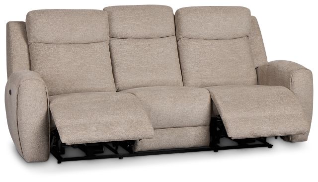 Walker Beige Fabric Power Reclining Sofa W/ Power Headrest