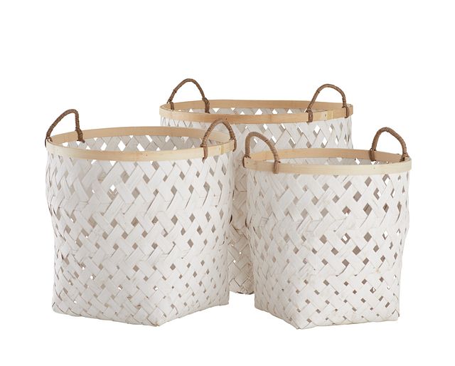 Kaine White Set Of 3 Basket