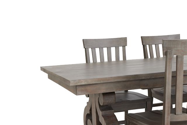 Sonoma Light Tone Trestle Table & 4 Wood Chairs