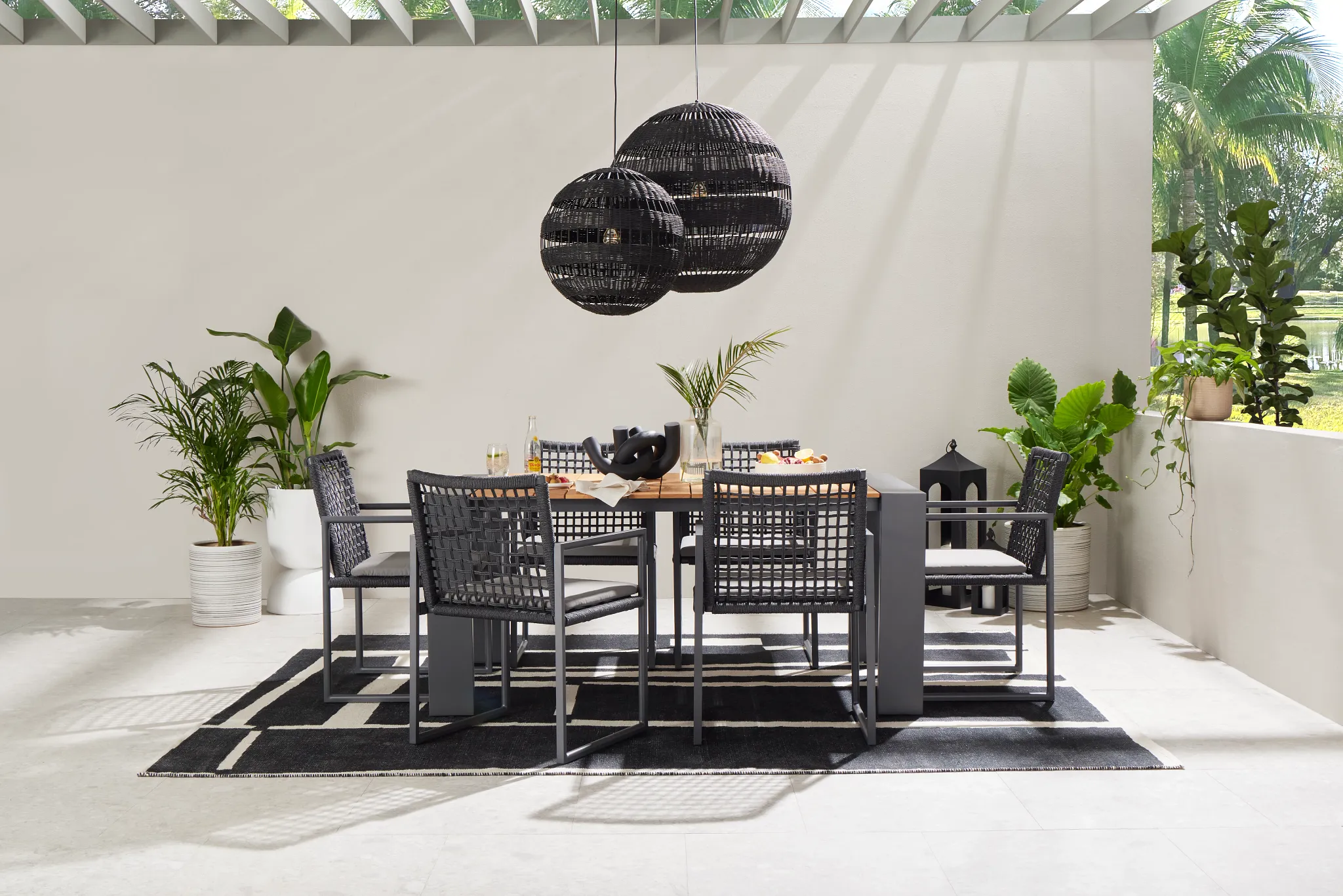 Sunrise Dark Gray Teak 65" Rectangular Table