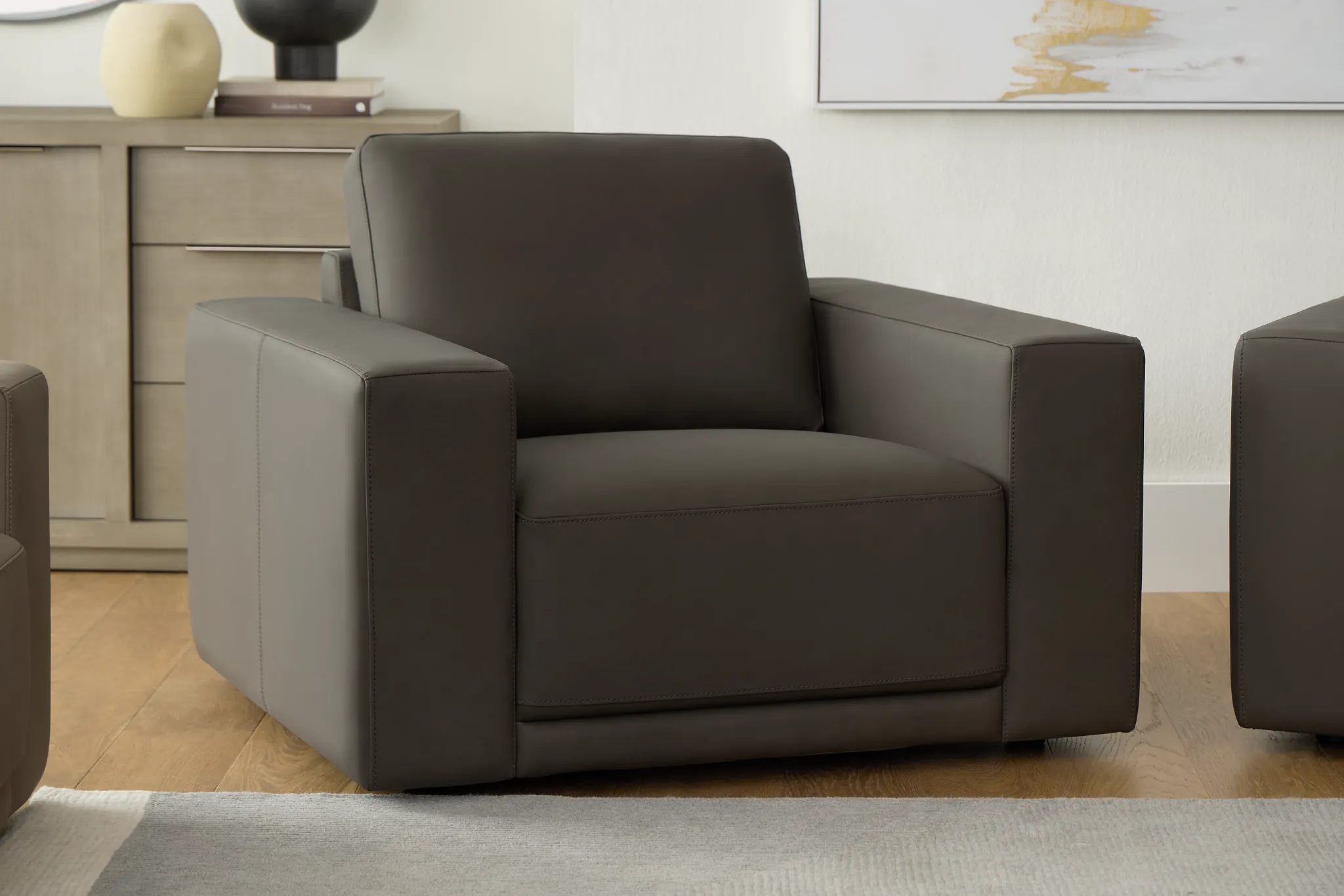 Kellan Dark Gray Leather Chair