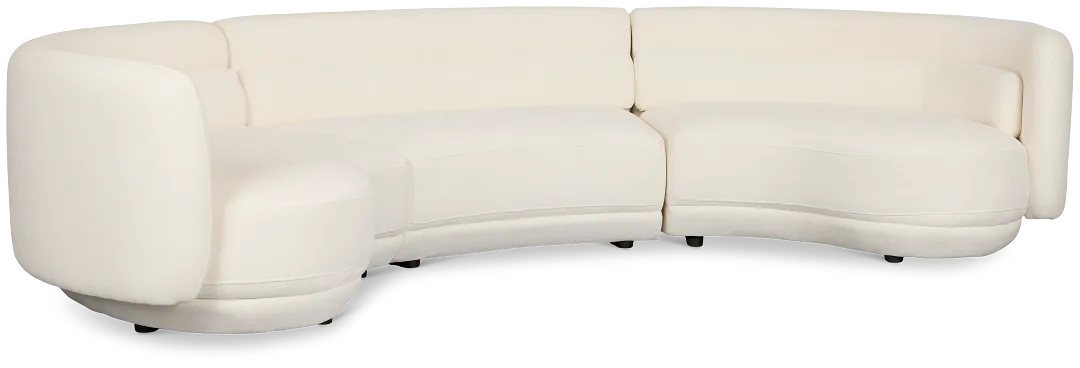 Presley White Fabric 3-piece Modular Sectional