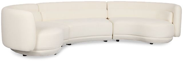 Presley White Fabric 3-piece Modular Sectional