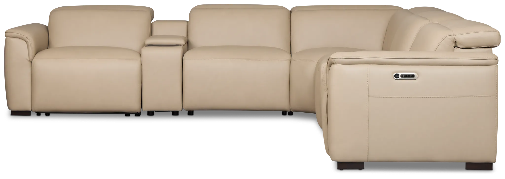 Brodie Taupe Lthr/vinyl Large Dual Power Reclining Two-arm Sectional