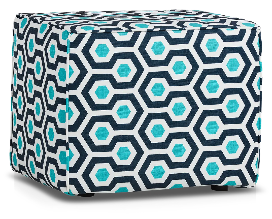 Magna Dark Blue Geometric Indoor/outdoor Accent Ottoman Magna Dark Blue Geometric Indoor/outdoor Accent Ottoman