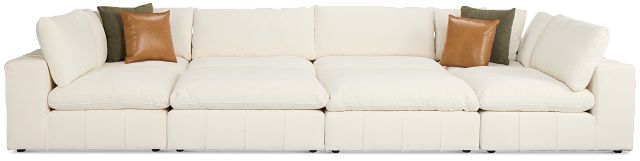 Cruz White Fabric 8-piece Pit Sectional