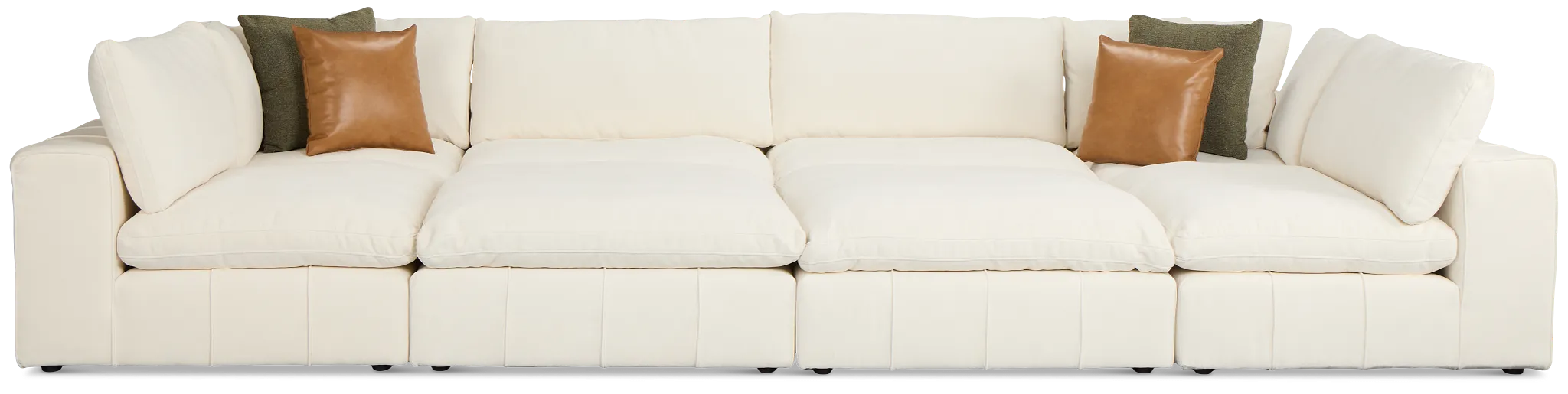 Cruz White Fabric 8-piece Pit Sectional