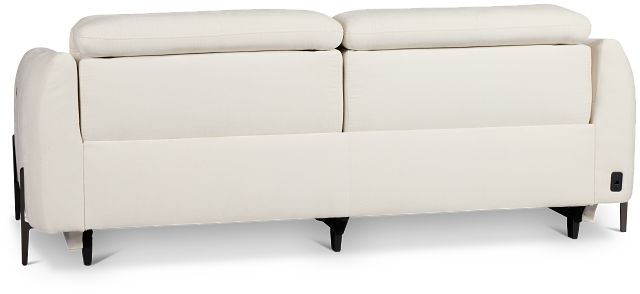Zuri White Velvet Power Reclining Sofa W/ Power Headrest