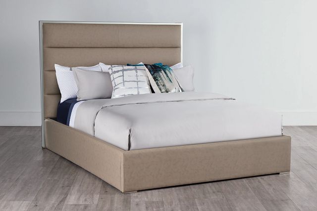 Cortina Champagne Uph Platform Bed