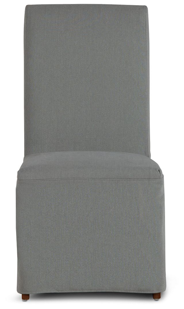 Destination Light Gray Long Slipcover Chair With Medium-tone Leg