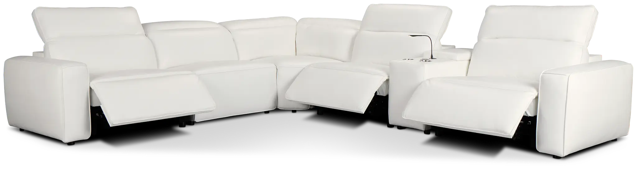 Tidal White Lthr/vinyl Medium Triple Power 2-arm Sectional Tidal White Lthr/vinyl Medium Triple Power 2-arm Sectional