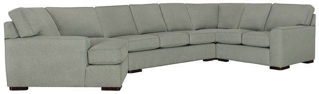 Austin Green Fabric Left Cuddler Memory Foam Sleeper Sectional