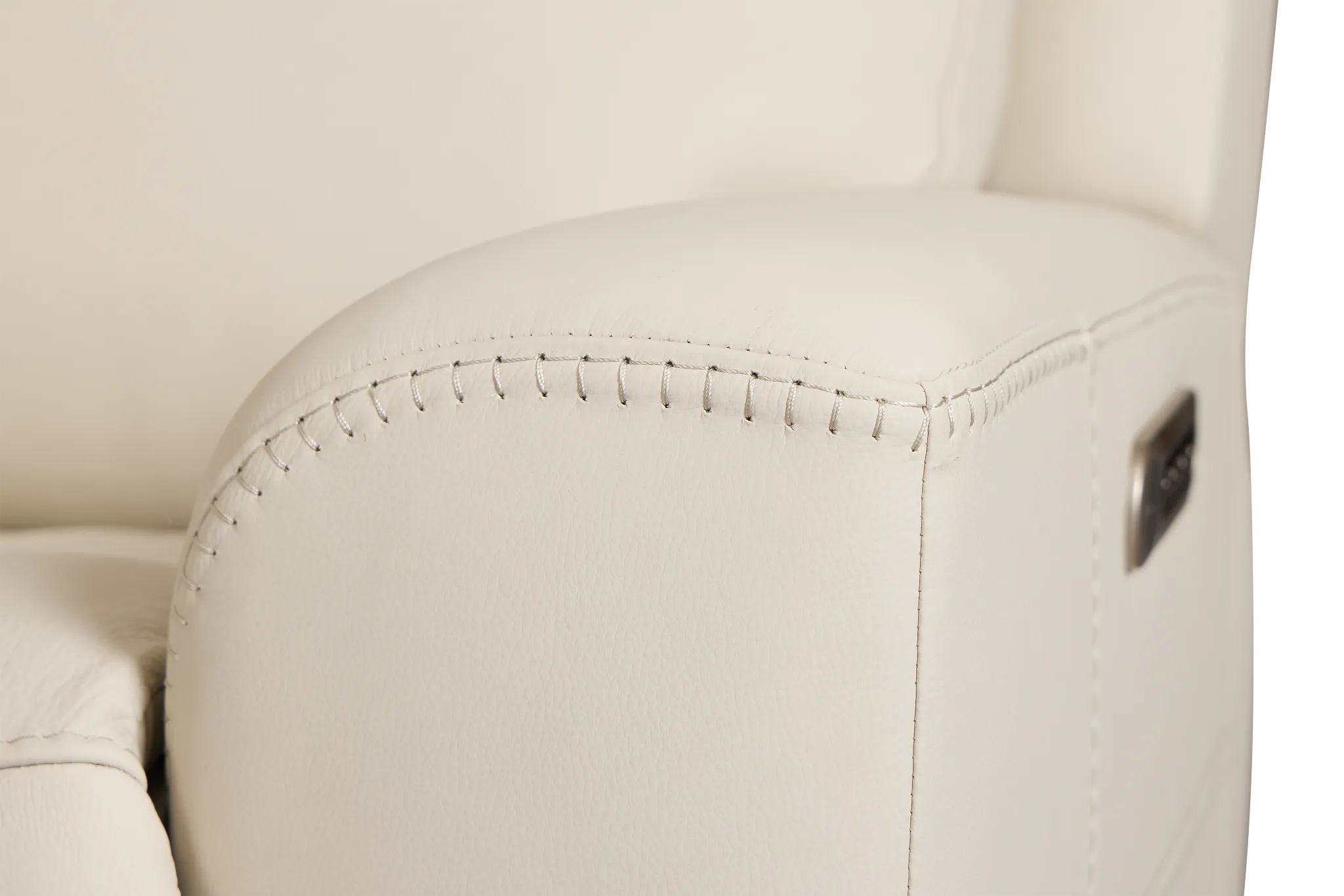 Flexsteel Sterling Ivory Lthr/vinyl Small Triple Power Reclining Two-arm Sectional