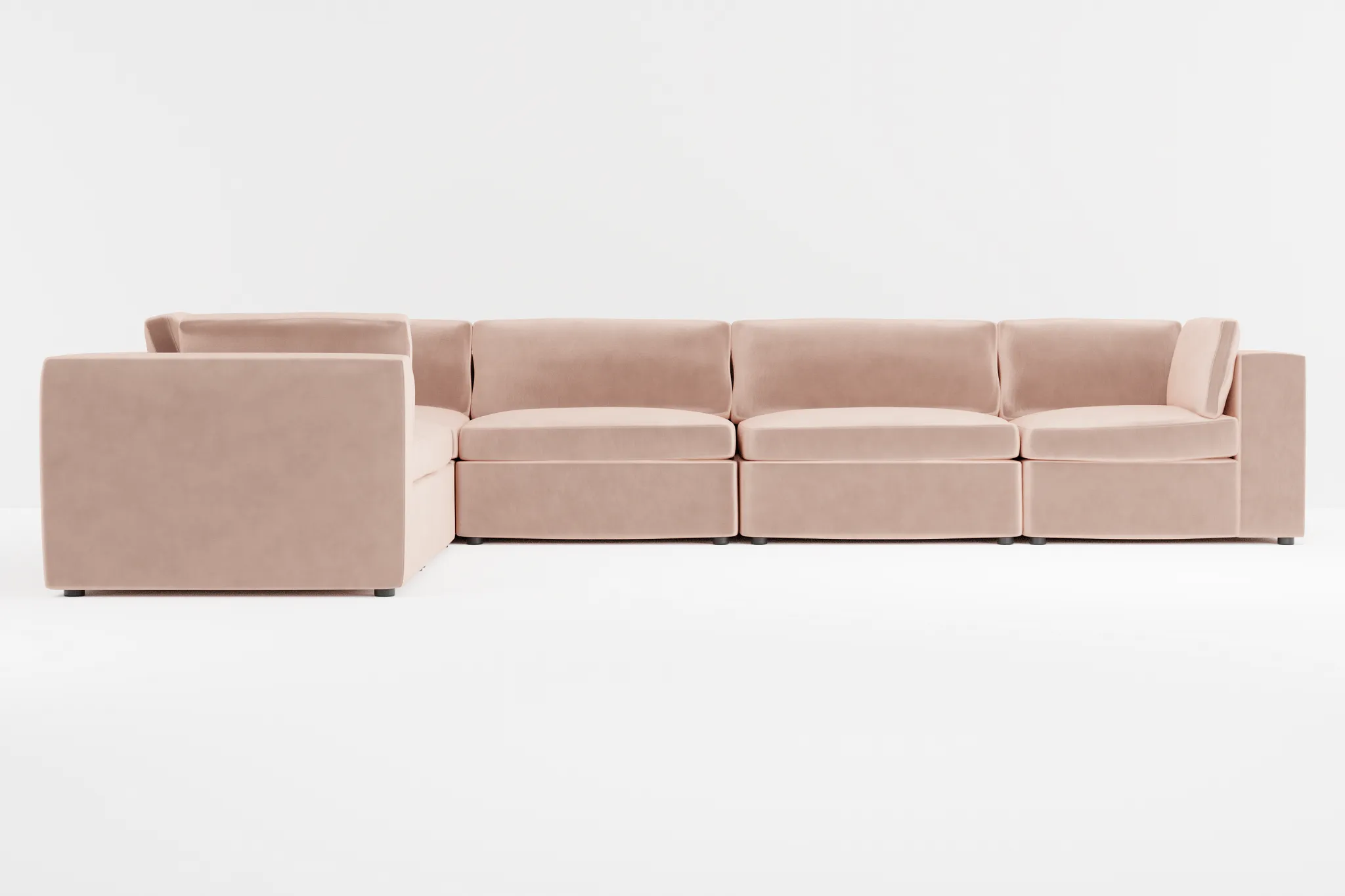 Destin Joya Light Pink Velvet 6-piece Modular Sectional