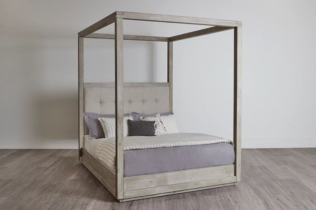 Madden Light Tone Wood Canopy Bed