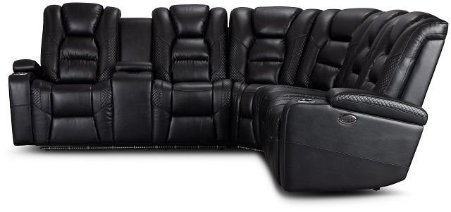 Troy Black Micro Left Console Love Reclining Sectional