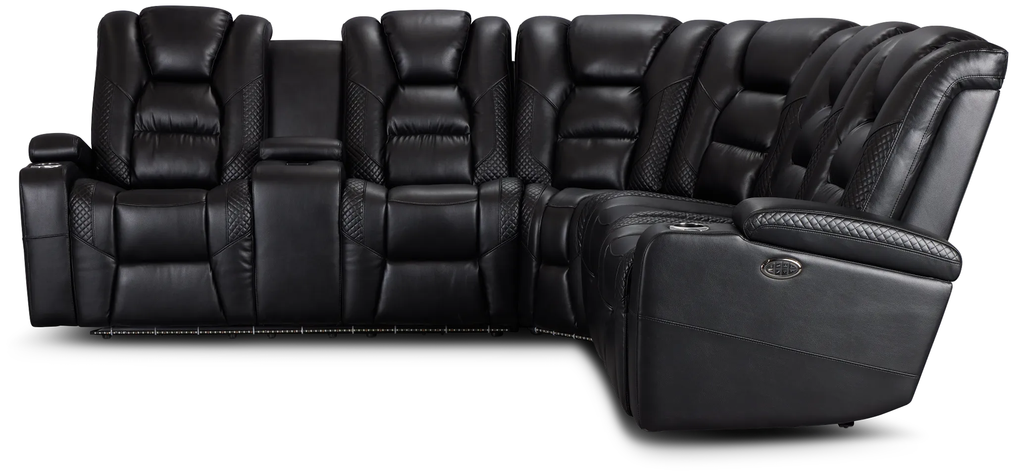 Troy Black Micro Left Console Love Reclining Sectional