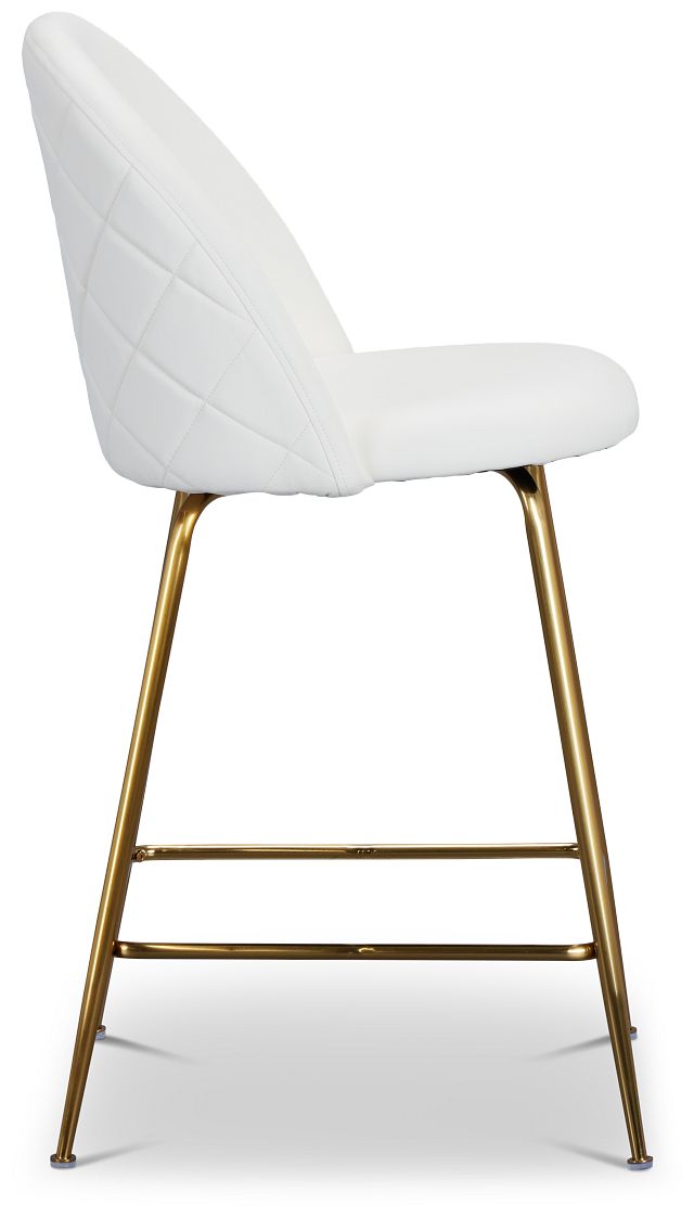 Capri Whitemicro Upholstered 24" Barstools W/gold Legs