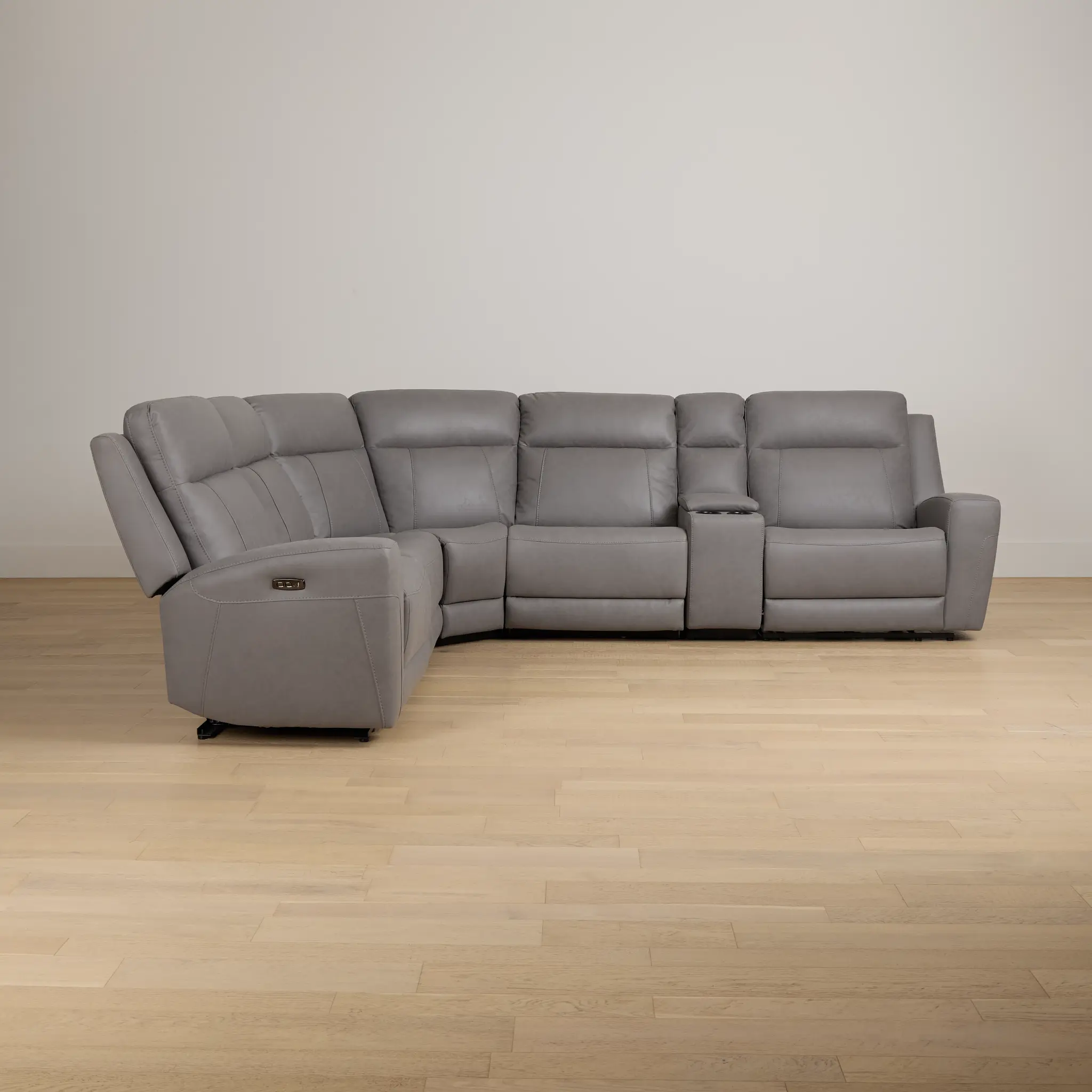 Colton Light Gray Micro Medium Dual Power 2-arm Reclining Sectional Colton Light Gray Micro Medium Dual Power 2-arm Reclining Sectional