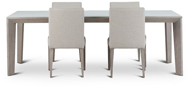 Rio Glass Rect Table & 4 Upholstered Chairs