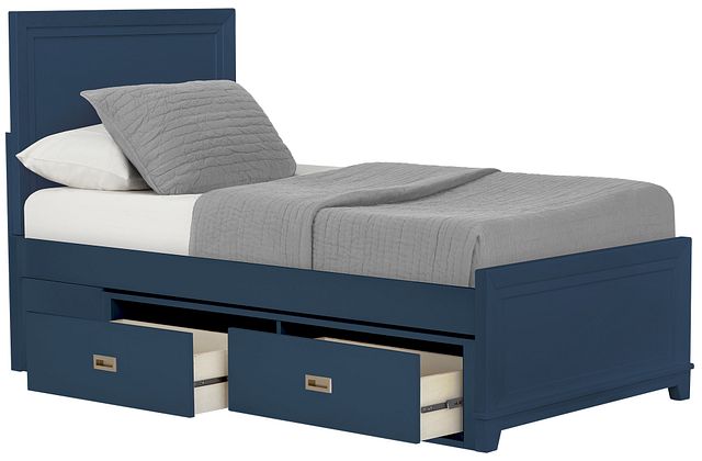 Ryder Dark Blue Panel Storage Bed