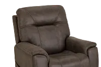 Akron Dark Brown Micro Power Lift Recliner With Power Lumbar