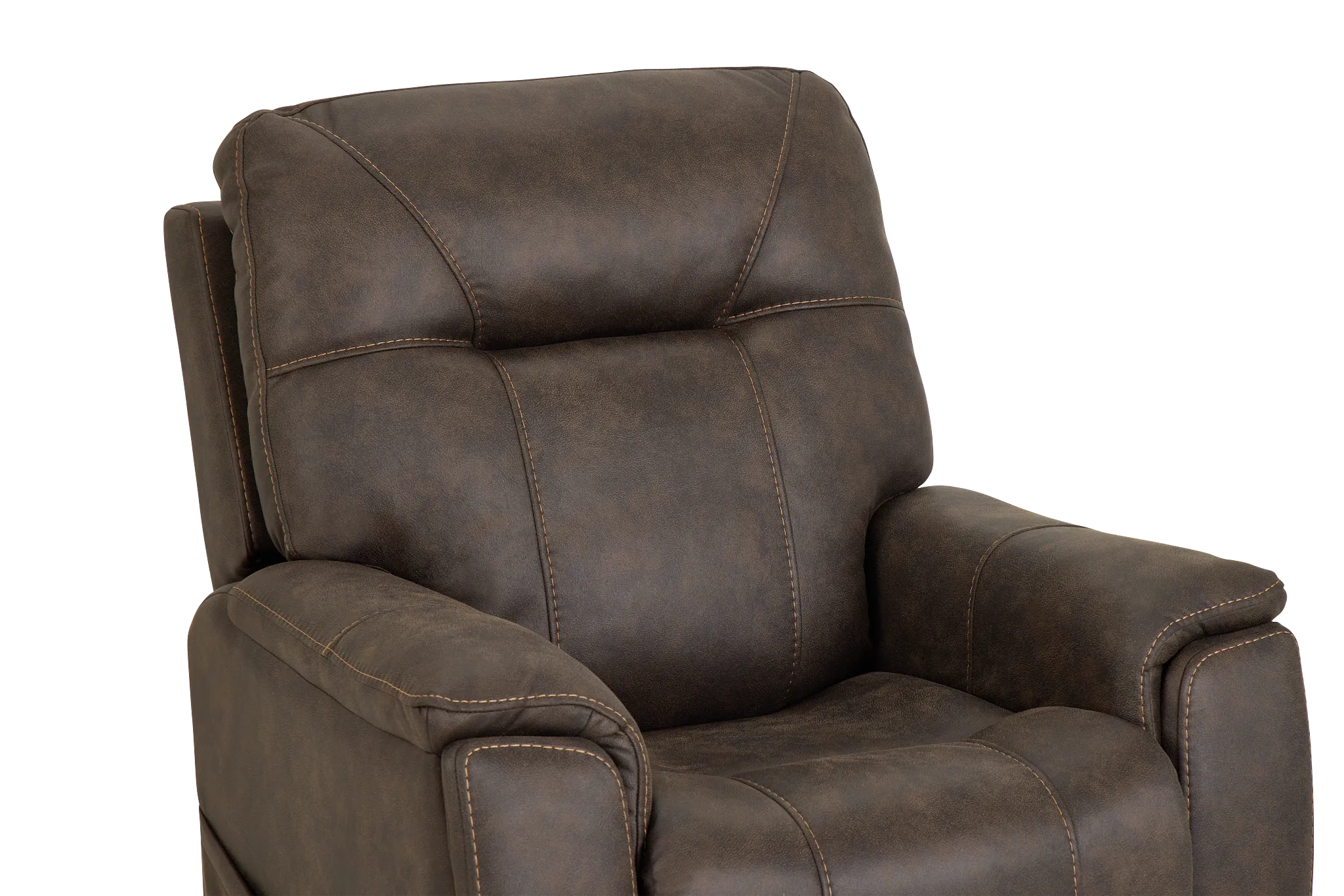 Akron Dark Brown Micro Power Lift Recliner With Power Lumbar