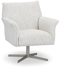 Imani White Fabric Swivel Accent Chair