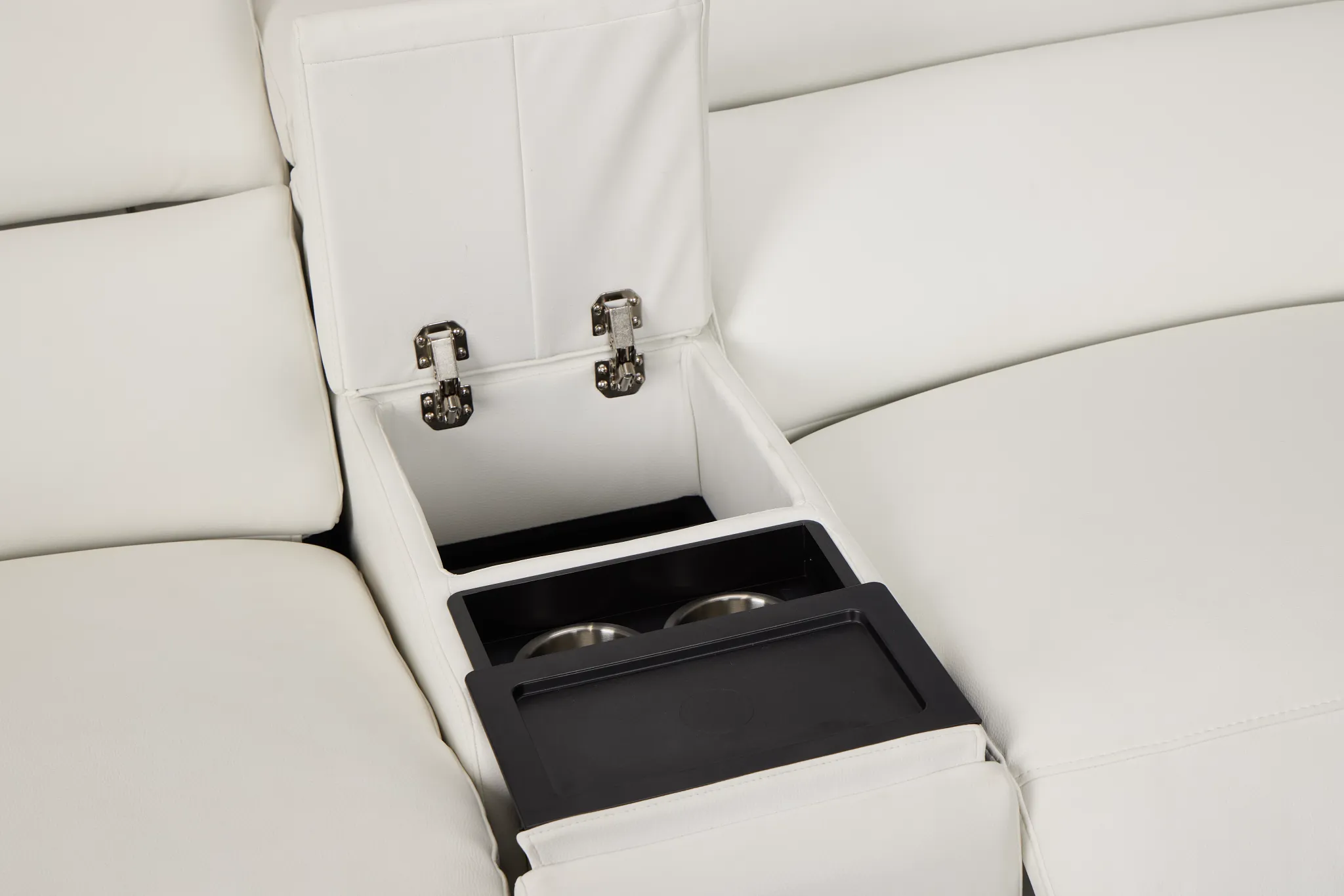 Melody White Micro Power Reclining Console Sofa