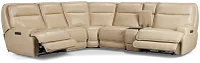 Casey Light Beige Lthr/vinyl Medium Dual Power 2-arm Reclining Sectional