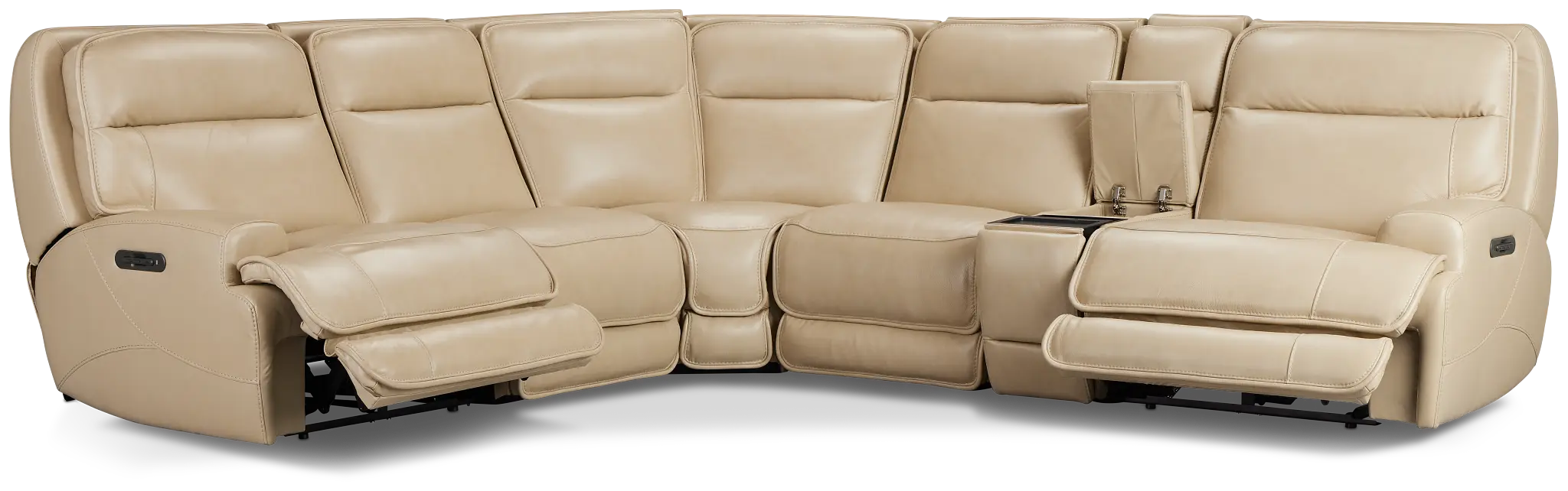 Casey Light Beige Lthr/vinyl Medium Dual Power 2-arm Reclining Sectional Casey Light Beige Lthr/vinyl Medium Dual Power 2-arm Reclining Sectional