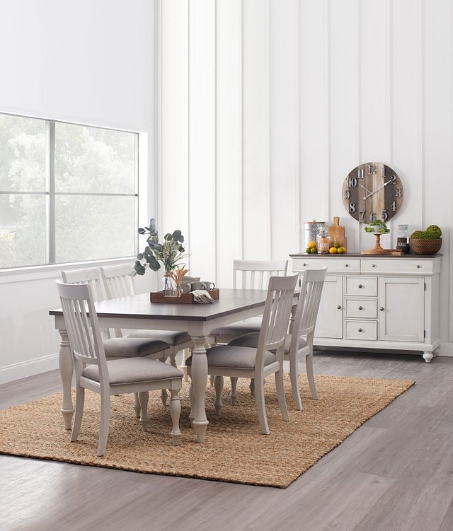 Grand Bay Two-tone Wood Table & 4 Upholstered Chairs (1)