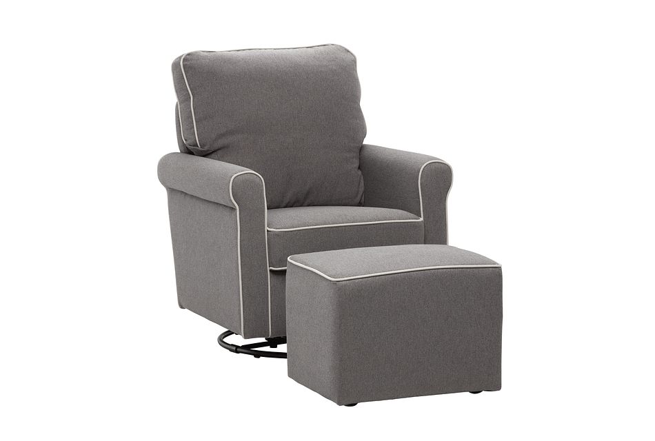 Maya Dark Gray Swivel Chair Ottoman Baby Kids Nursery Furniture City Furniture