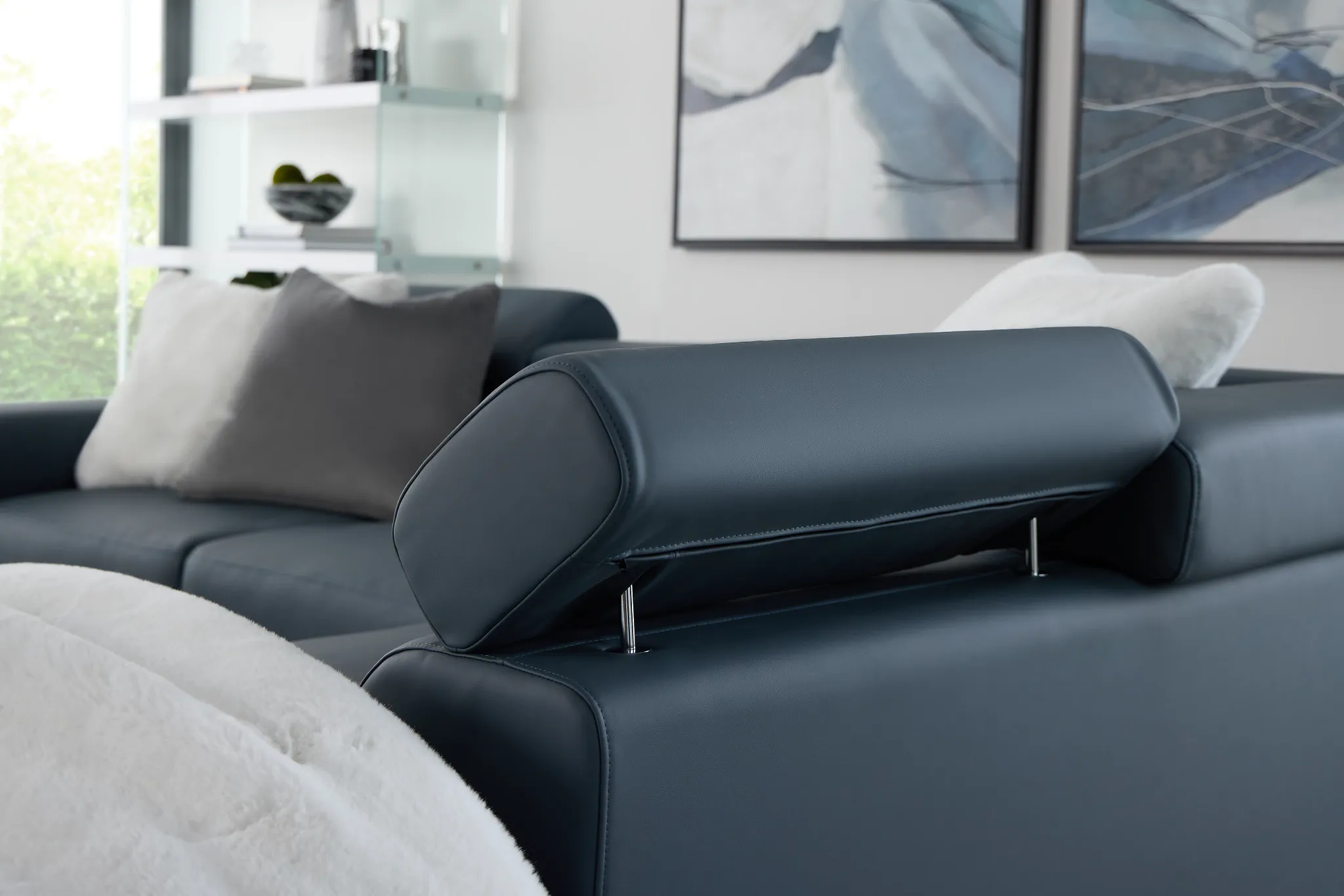 Drew Dark Blue Micro Right Chaise Sectional