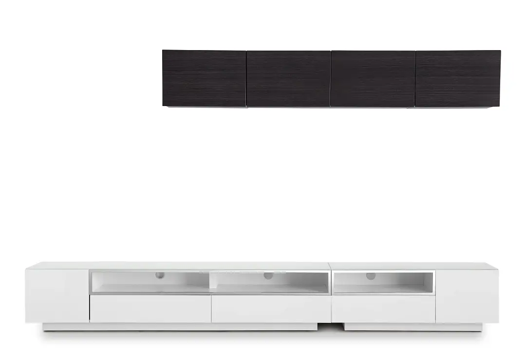 Vancouver 134" White Dark Tone 6-piece Right Modular Entertainment Wall Vancouver 134" White Dark Tone 6-piece Right Modular Entertainment Wall