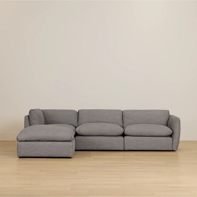Serena Gray Fabric 4-piece Left Facing Bumper Sectional