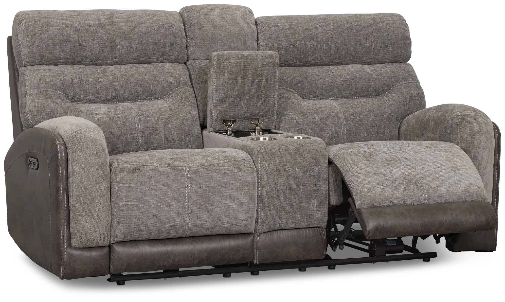 Travis Gray Fabric Power Reclining Console Loveseat Travis Gray Fabric Power Reclining Console Loveseat