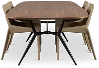 Margo Two-tone Rect Table & 4 Beige Upholstered Chairs