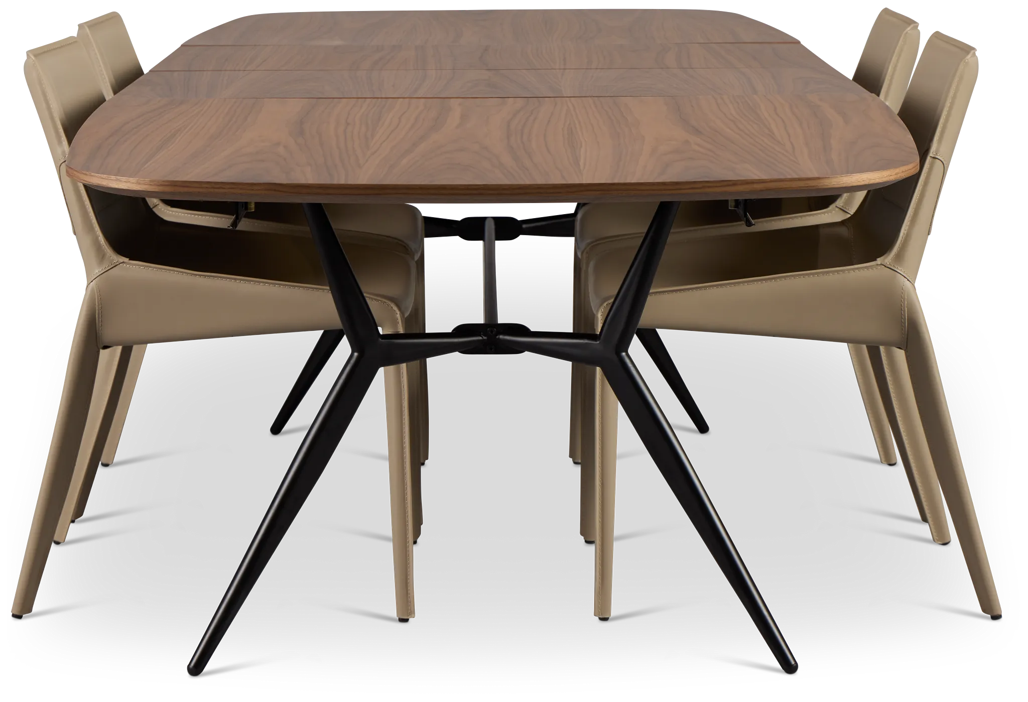 Margo Two-tone Rect Table & 4 Beige Upholstered Chairs