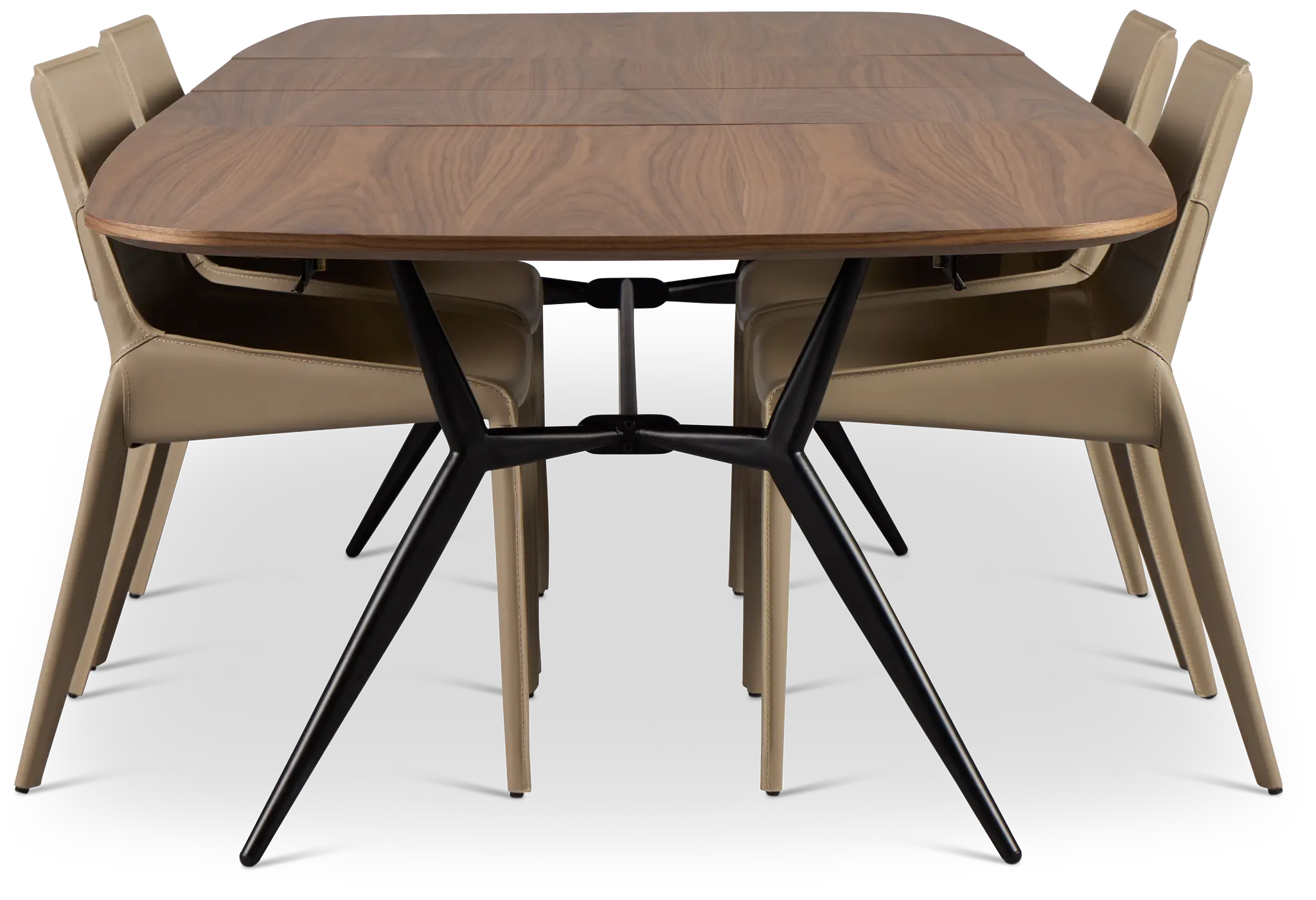 Margo Two-tone Rect Table & 4 Beige Upholstered Chairs Margo Two-tone Rect Table & 4 Beige Upholstered Chairs