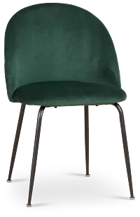Capri Dark Green Velvet Upholstered Side Chair W/ Black Legs