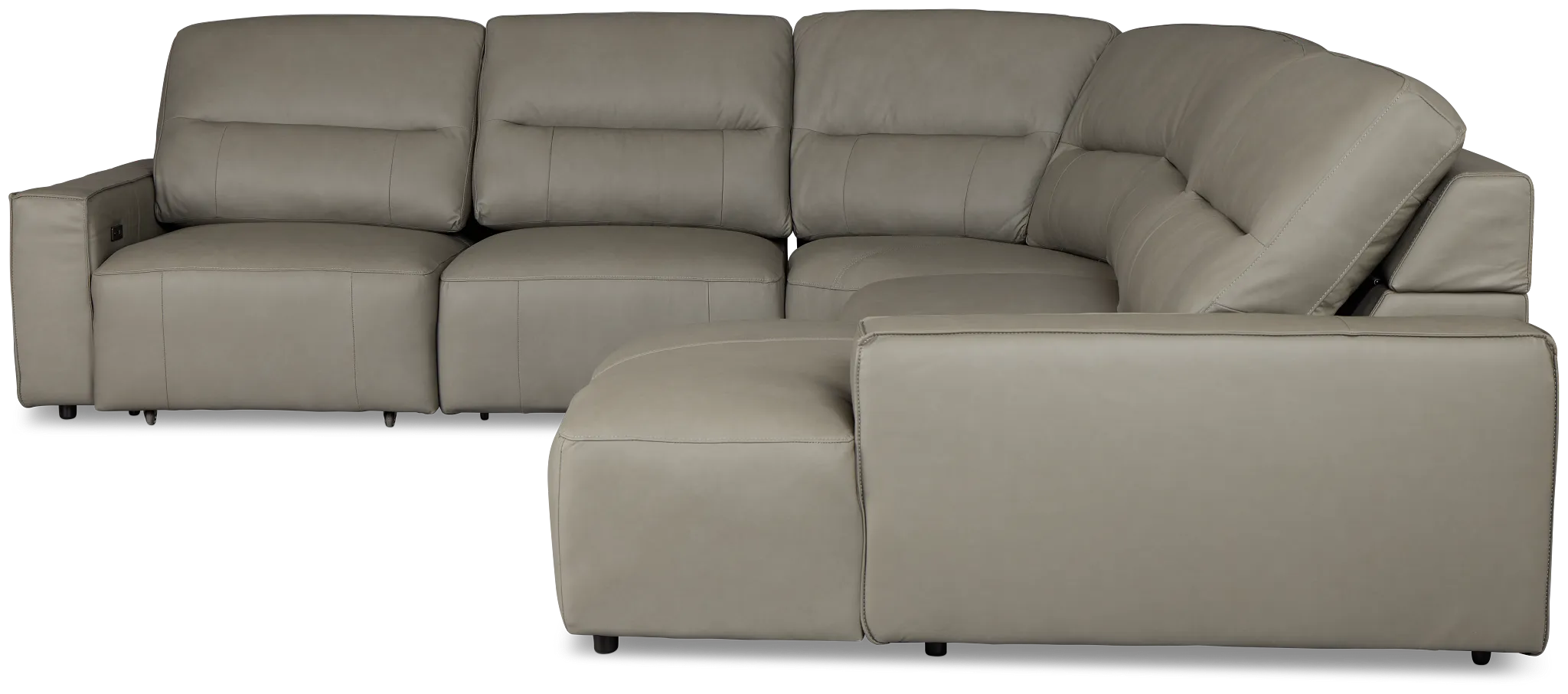 Rudy Gray Lthr/vinyl Small Left Chaise Power Extension Sectional