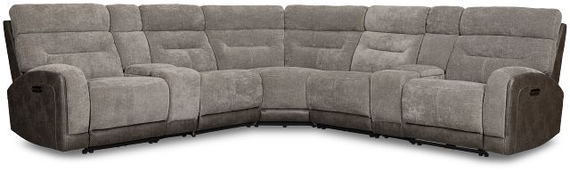 Travis Gray Fabric Large Dual Power Reclining Two-arm Sectional