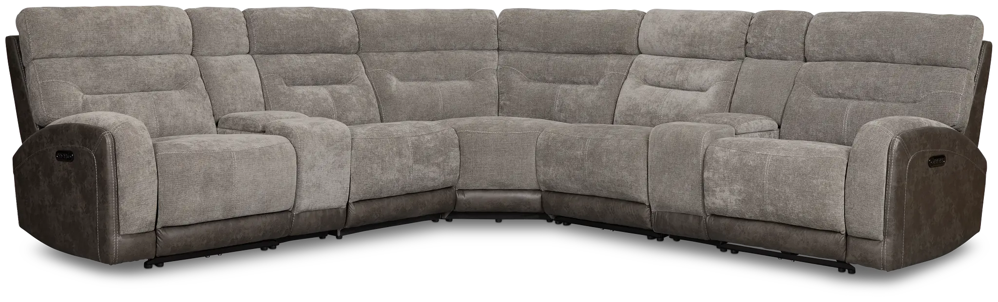 Travis Gray Fabric Large Dual Power Reclining Two-arm Sectional Travis Gray Fabric Large Dual Power Reclining Two-arm Sectional
