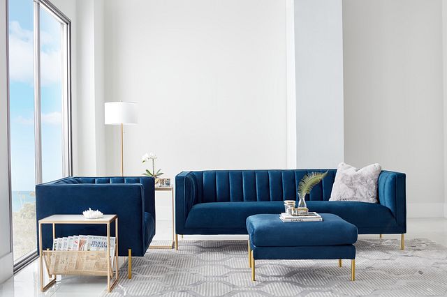 Bella Dark Blue Velvet Sofa