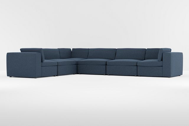 Destin Elite Dark Blue Fabric 6-piece Modular Sectional