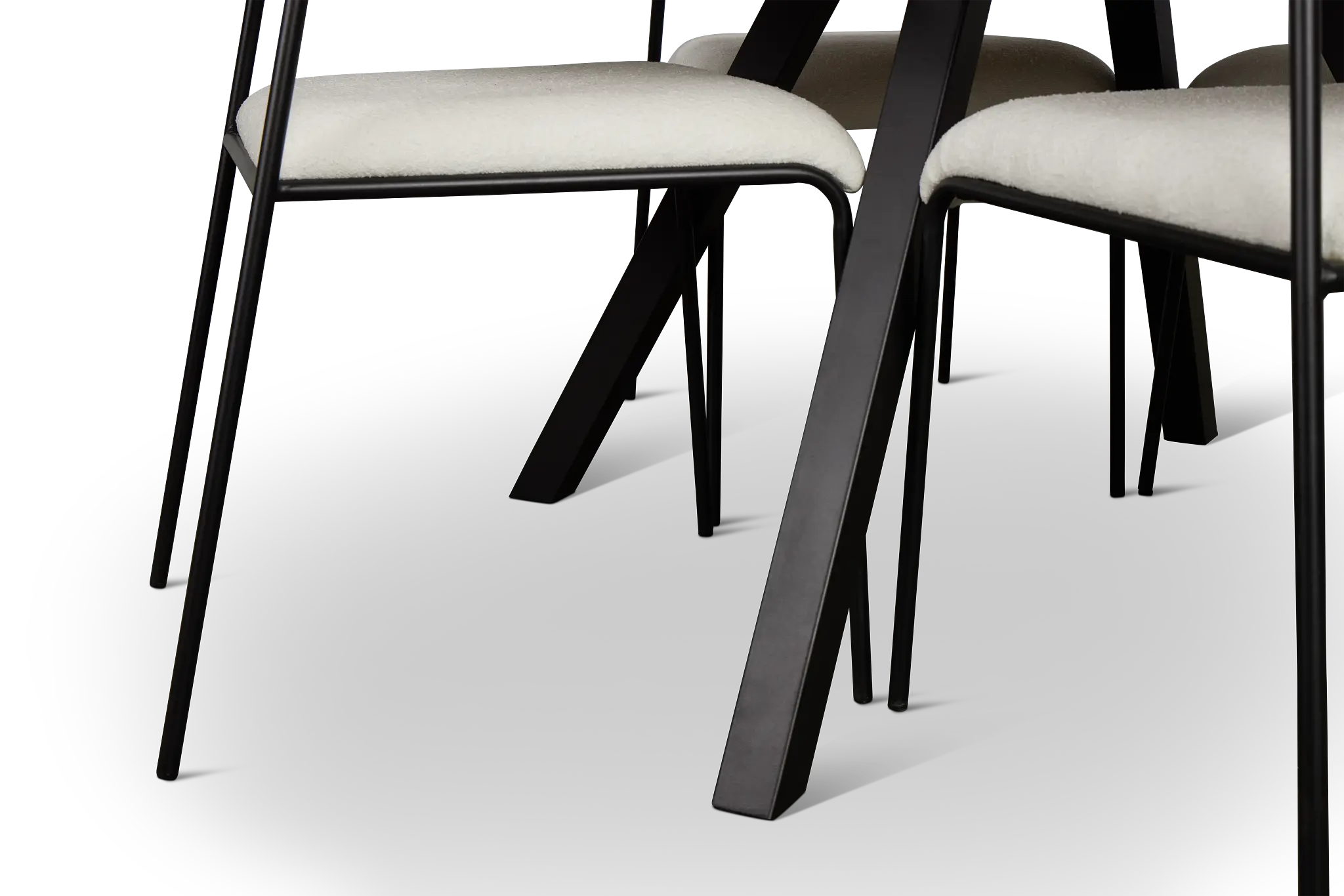 Lynden Light Tone Round Table & 4 White Metal Upholstered Side Chairs Lynden Light Tone Round Table & 4 White Metal Upholstered Side Chairs