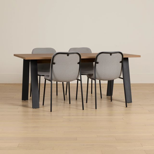 Trento Mid Tone 71" Rectangular Table & 4 Upholstered Chairs